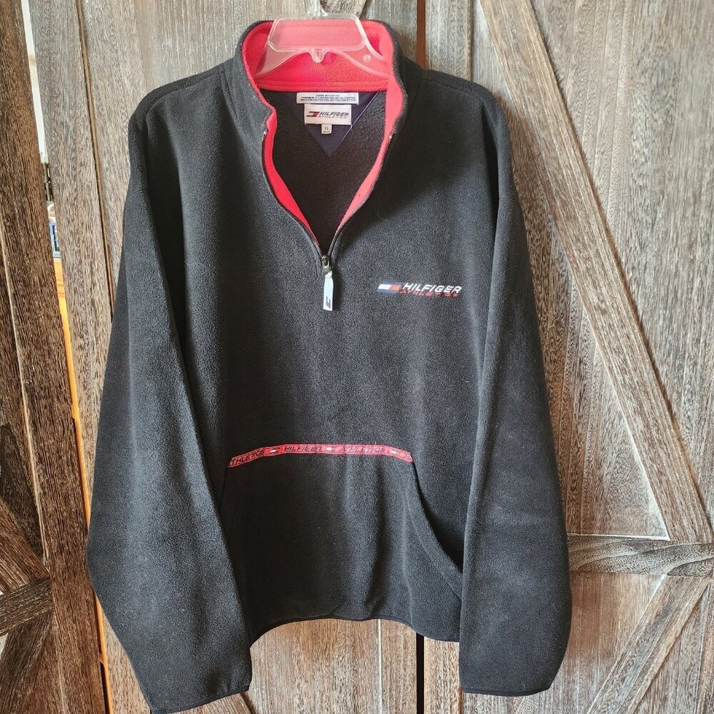 Hilfiger Athletics Men’s XL Black Long‎ Sleeve Black 1/4 Zip Fleece Pullover